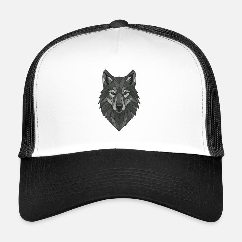 Geometrischer Grau-Wolfskopf Trucker Cap