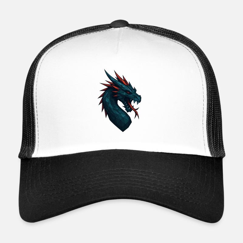Geometric Dragon Head Blue-Red Trucker Cap