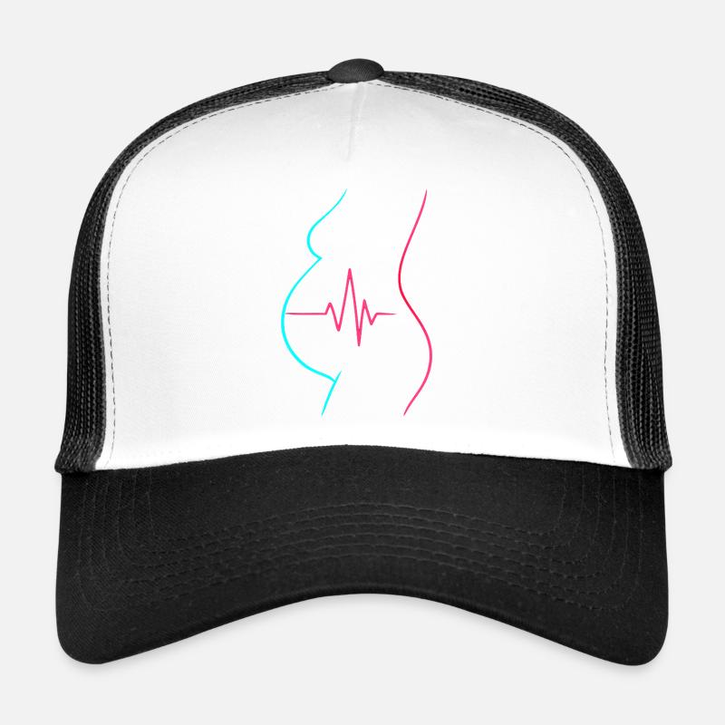 Neon Silhouette Beating Baby Pregnancy - Trucker Cap - white/black
