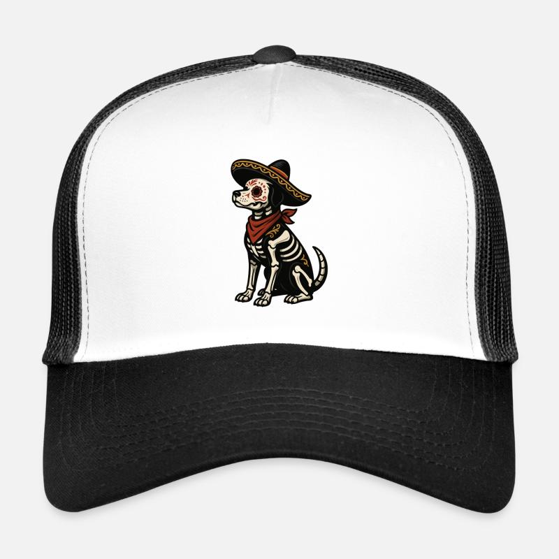 Skeleton dog in sombrero Trucker Cap