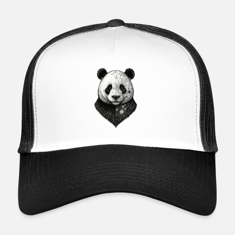 Panda Halb Geometrische Technologie - Trucker Cap - Weiß/Schwarz