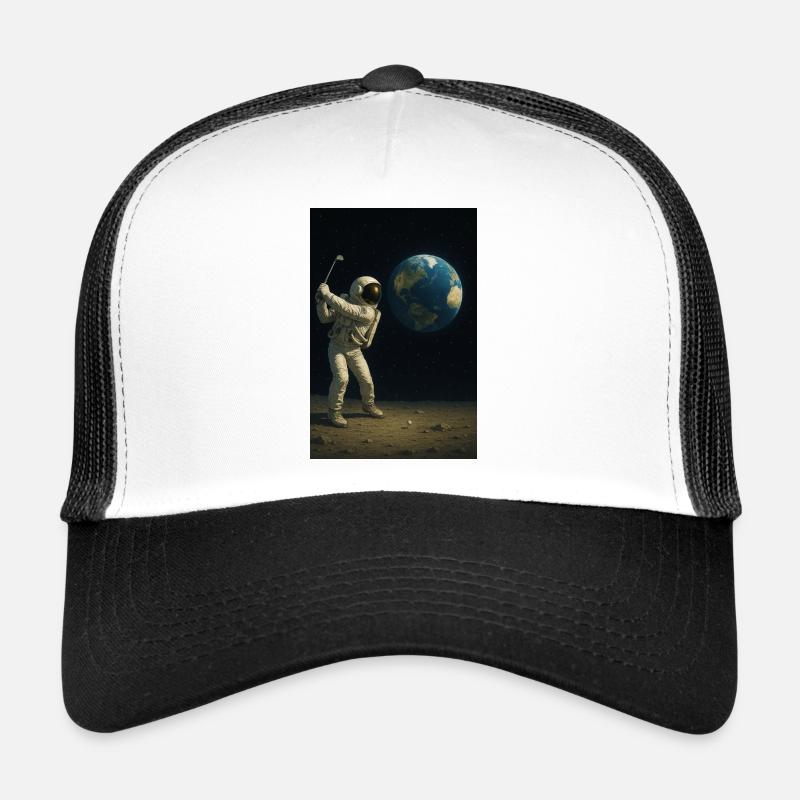 Astronaut Golf on Moon World Trucker Cap