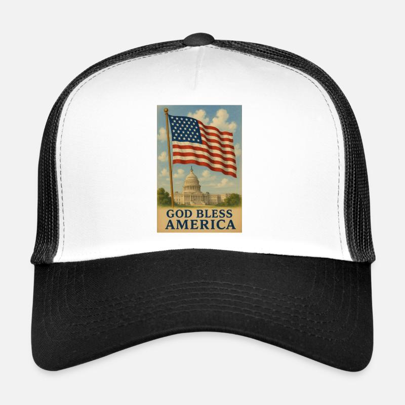 Que Dieu bénisse l’art du drapeau américain Casquette trucker 