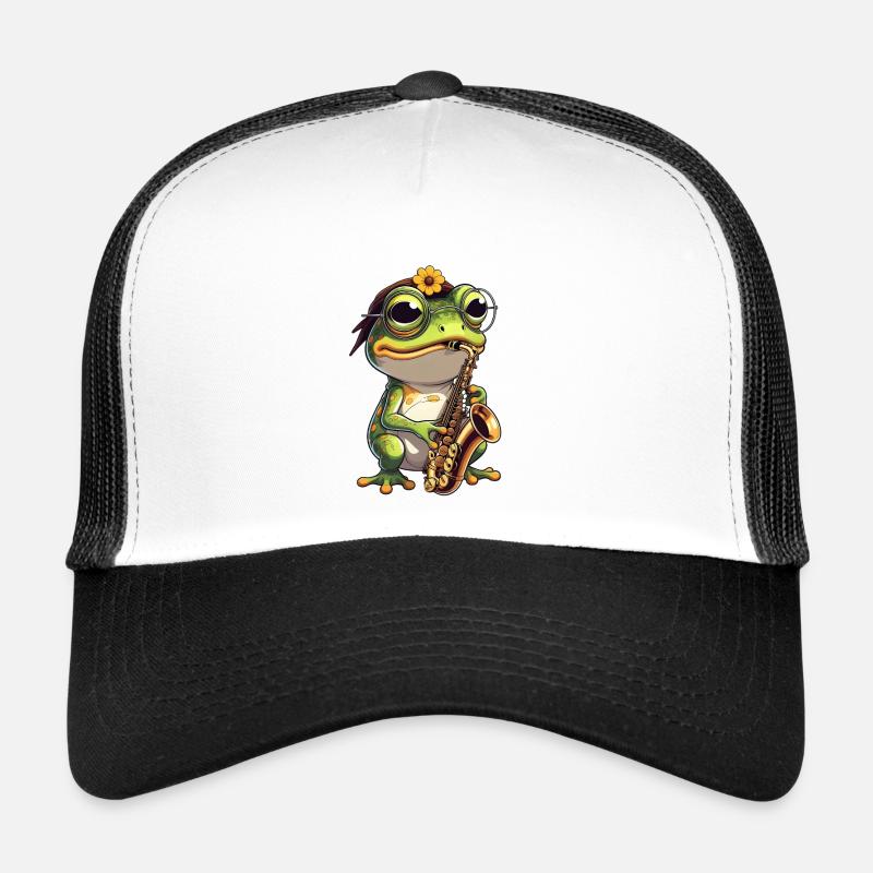 Jazzfrosch mit Saxophon Trucker Cap