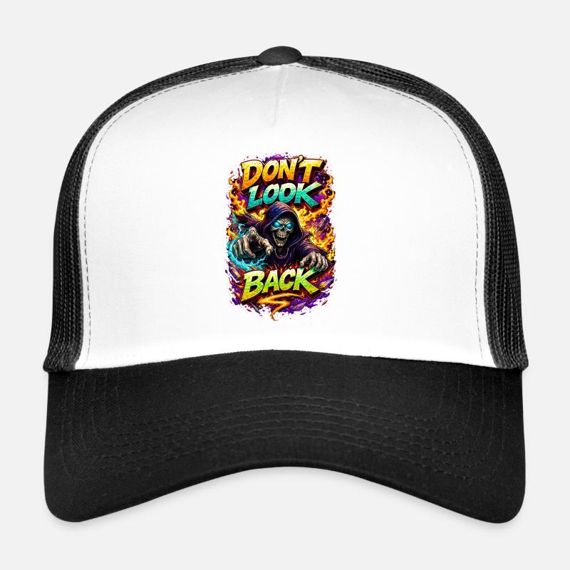 Dont Look Back Skeleton Neon Trucker Cap