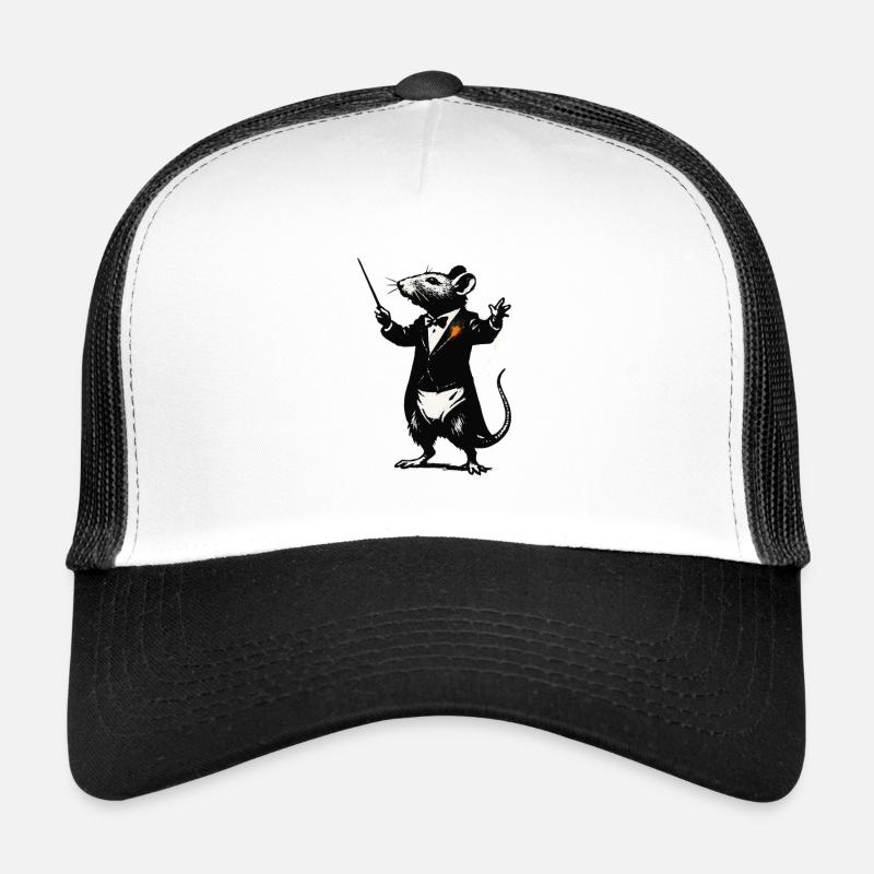 Ratte Dirigent im Smoking Trucker Cap