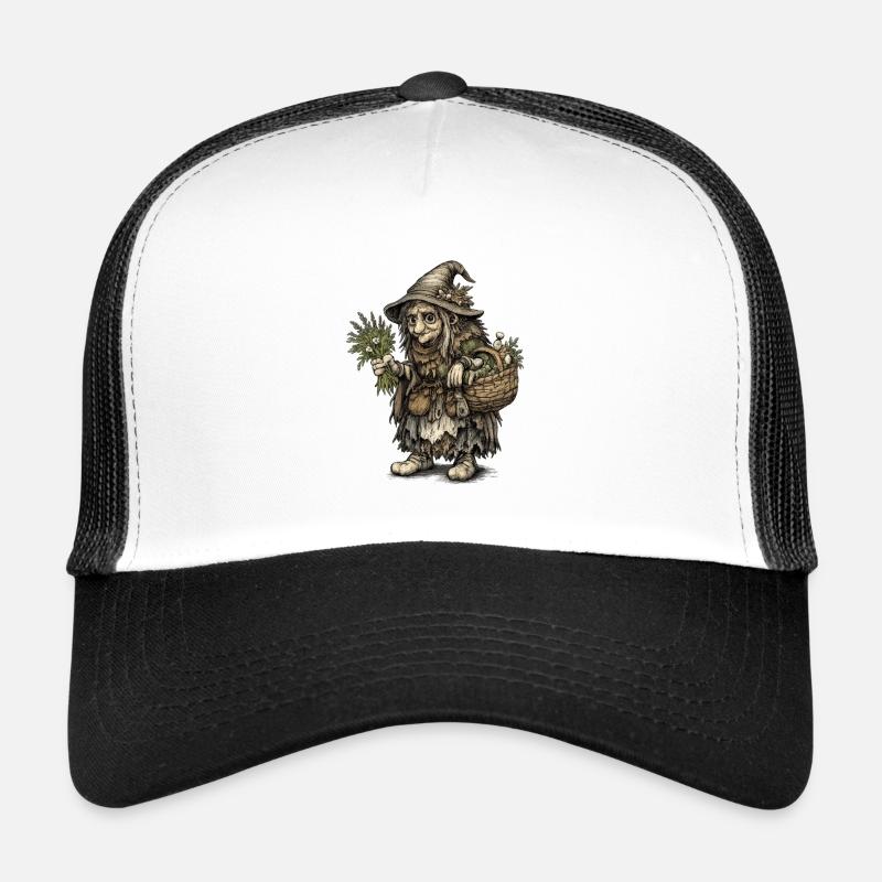Sorcière des herbes | Sorcière de la récolte avec panier et herbes Casquette trucker 
