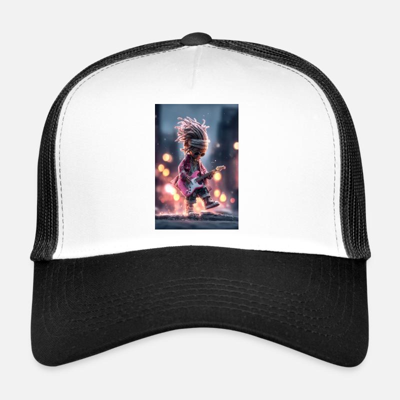 Neon Dread Guitarist with Pink Guitar Trucker Cap