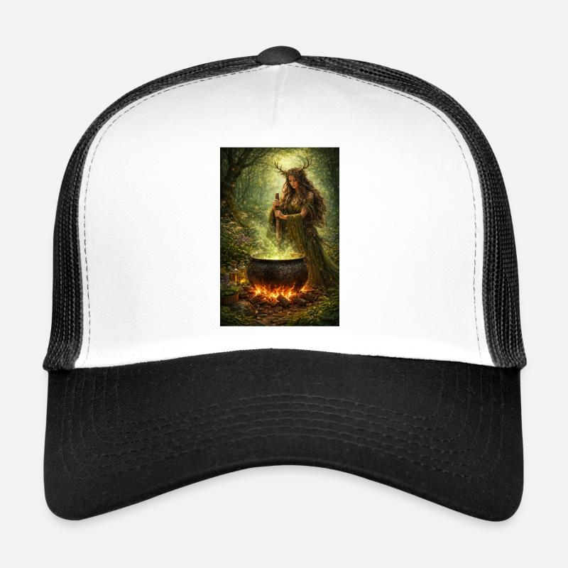 Femme druide - Casquette trucker  - blanc/noir