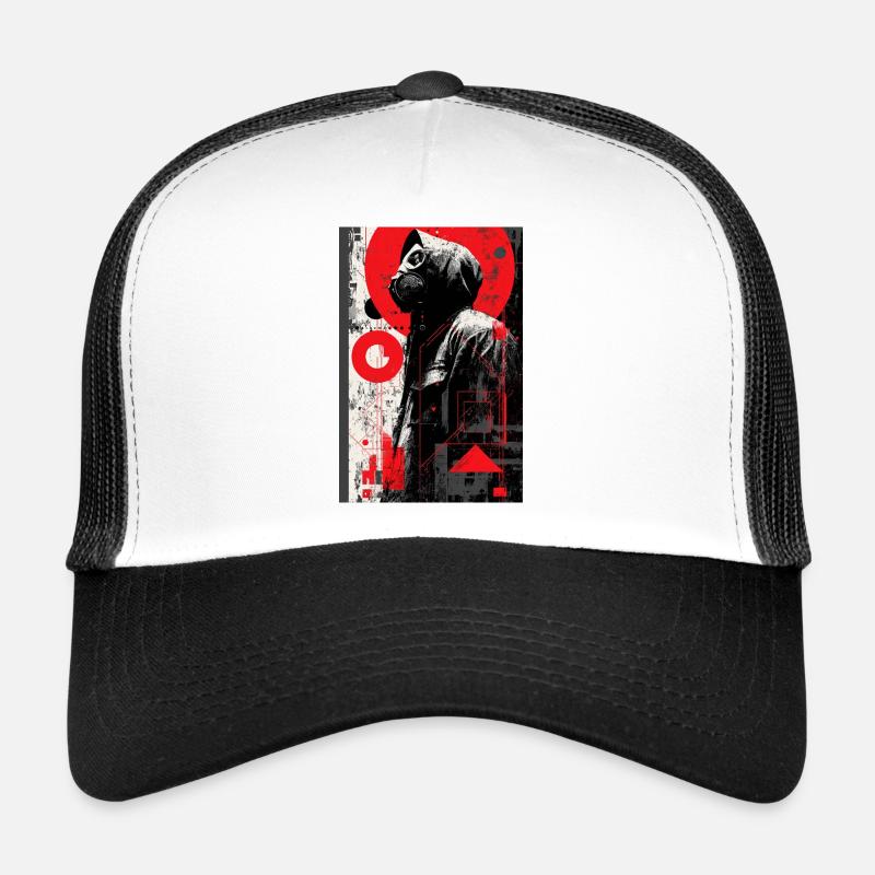 Red Graffiti Gas Mask - Trucker Cap - white/black