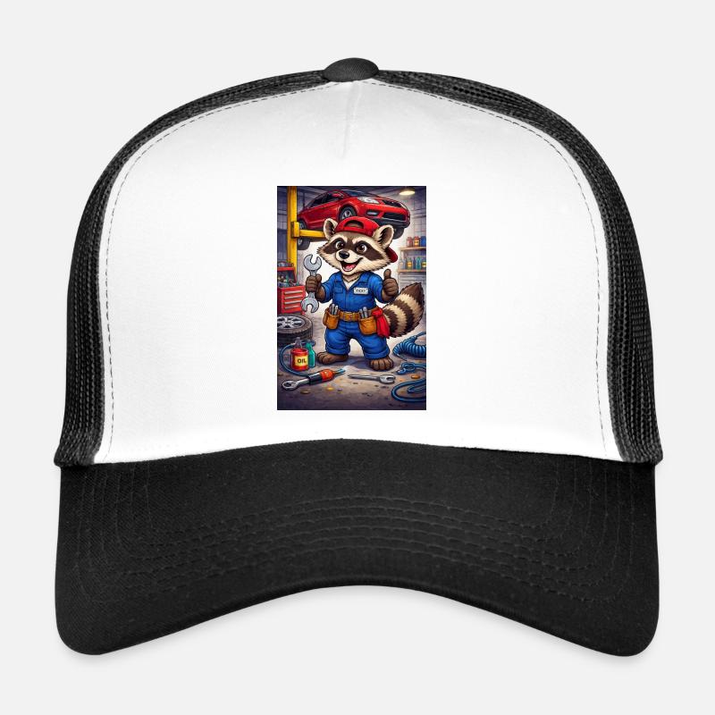 Raccoon Mechanic Workshop Trucker Cap
