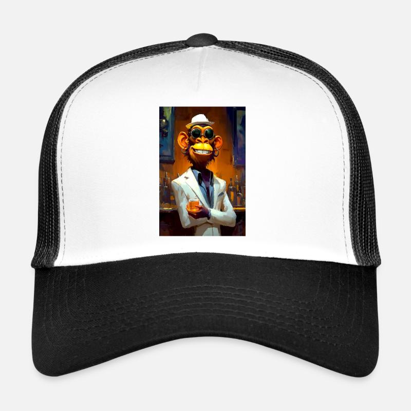 Singe en costume au bar Casquette trucker 