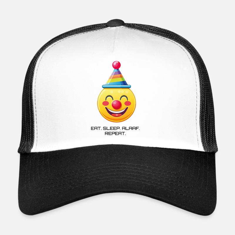 Clown Face with Saying: Eat Sleep Alaaf Repeat - Trucker Cap - white/black