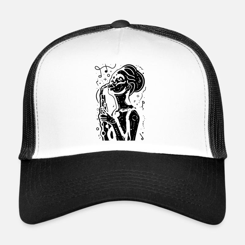 Femme saxophone dessinant Casquette trucker 