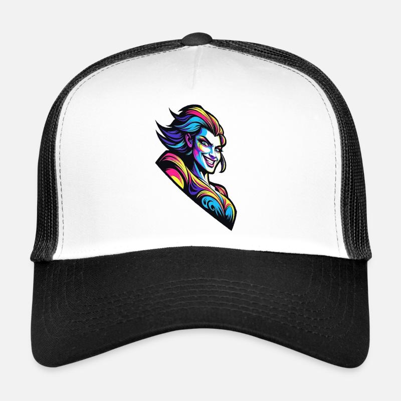 Neon-Diva Pop-Art-Porträt Trucker Cap