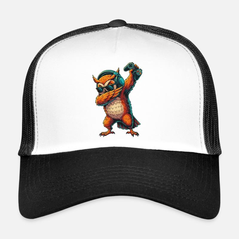 Gamer Eule Vogel spielt Videospielkunst Trucker Cap