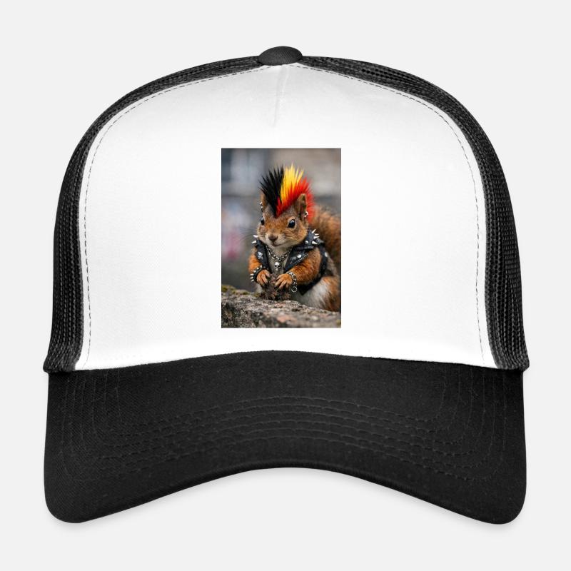 Punk Squirrel with Leather Vest Trucker Cap