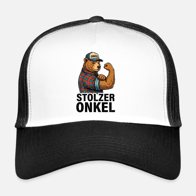 Muscle Bear Uncle in Flannel - Trucker Cap - white/black