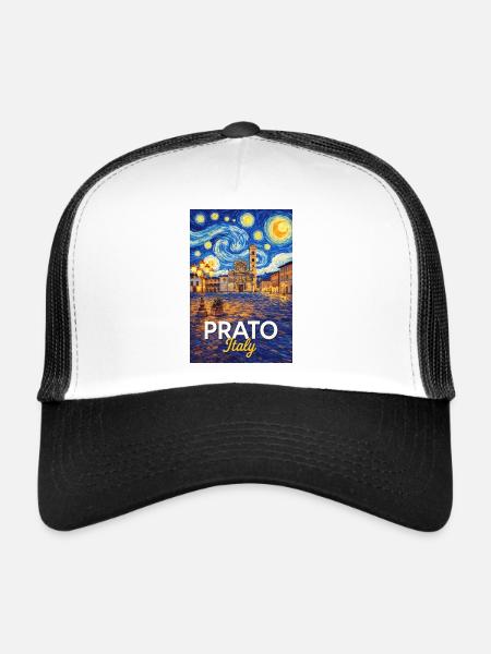 Prato, Italie. - Casquette trucker  - blanc/noir - Devant