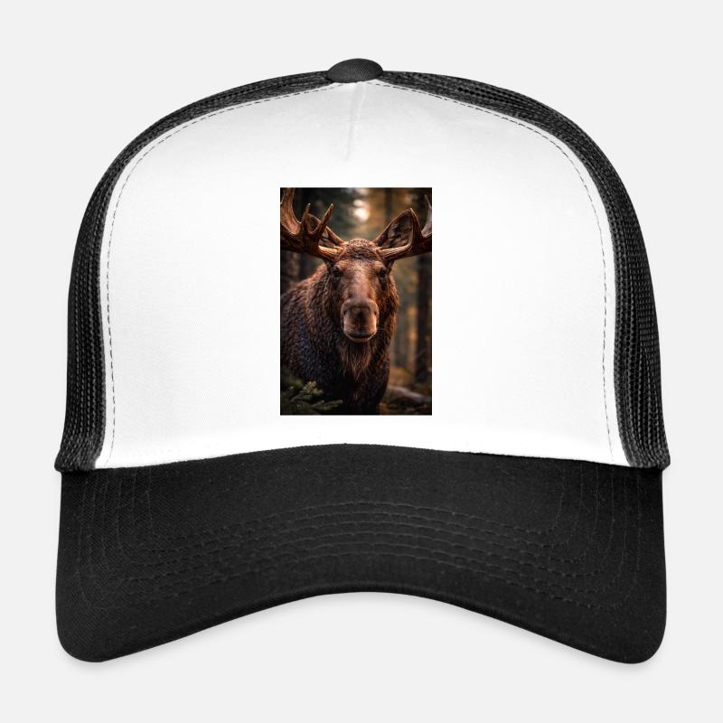 Orignal dans la forêt - Casquette trucker  - blanc/noir