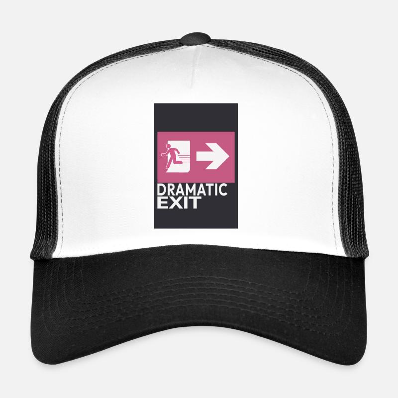 Dramatic Exit Minimal Poster Humor Grafik - Trucker Cap - Weiß/Schwarz