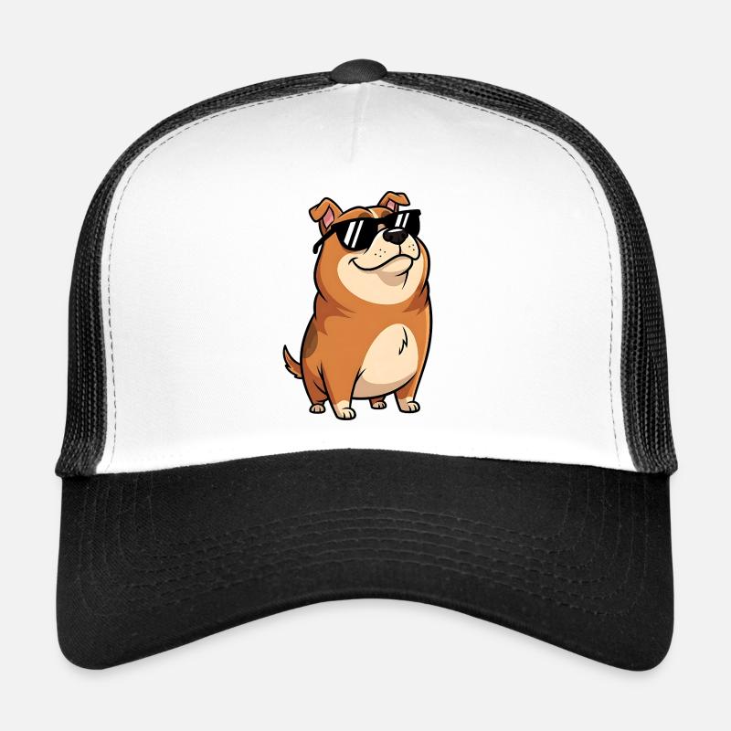 Teckel gros avec des lunettes de soleil Casquette trucker 