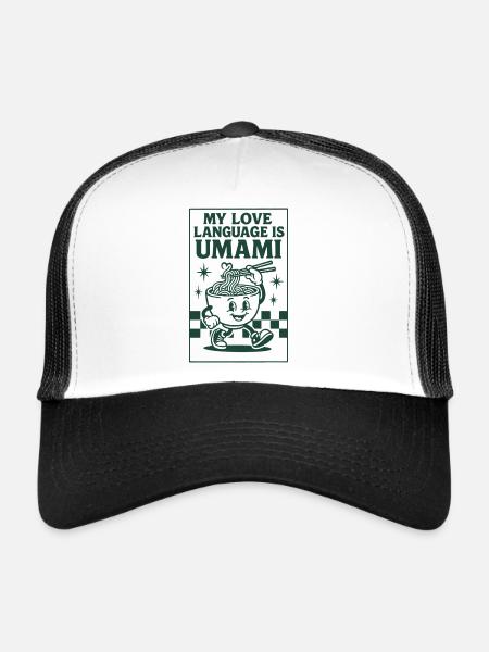 Umami ist Liebe | Ramen Nudeln - Trucker Cap - Weiß/Schwarz - Vorne