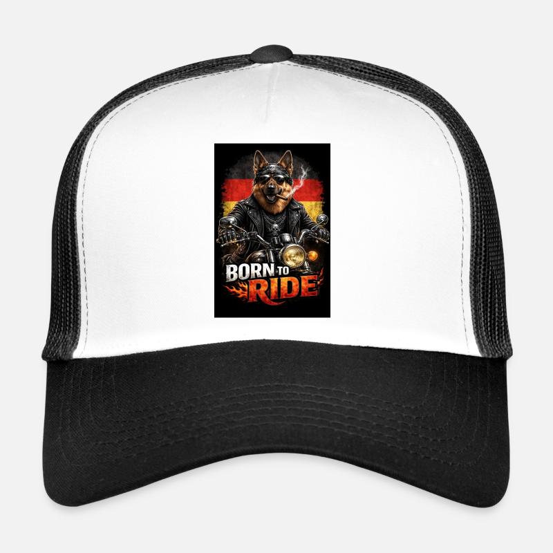 Born to Ride – German Shepherd Biker Edition Trucker Cap
