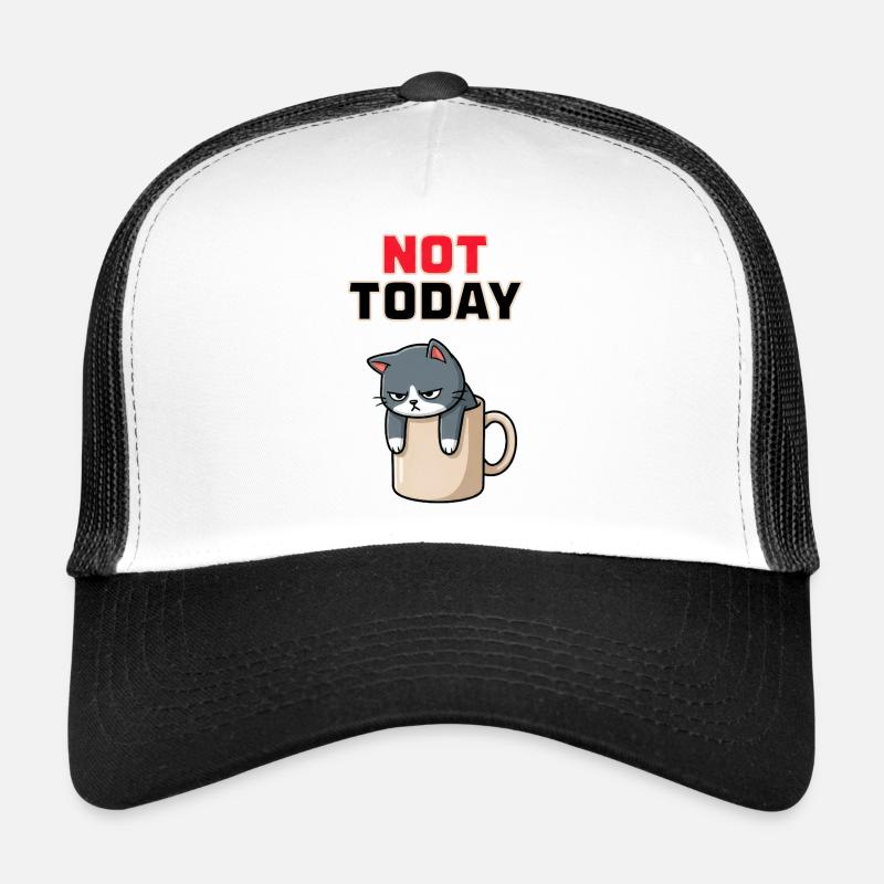 Not Today Cat – lustiges Wüten-Katzen-Meme - Trucker Cap - Weiß/Schwarz