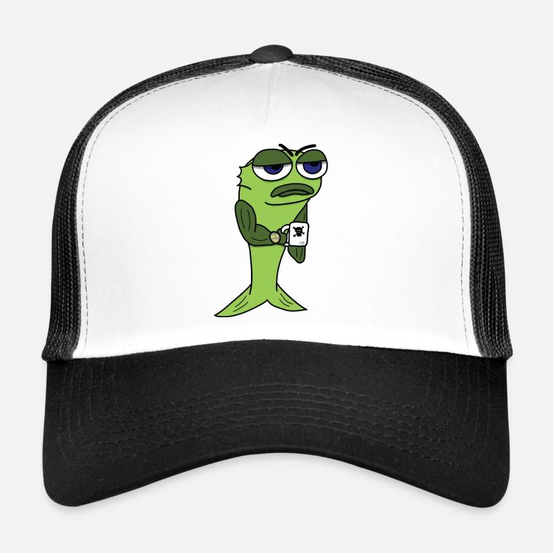 Tired fish with coffee cup Trucker Cap