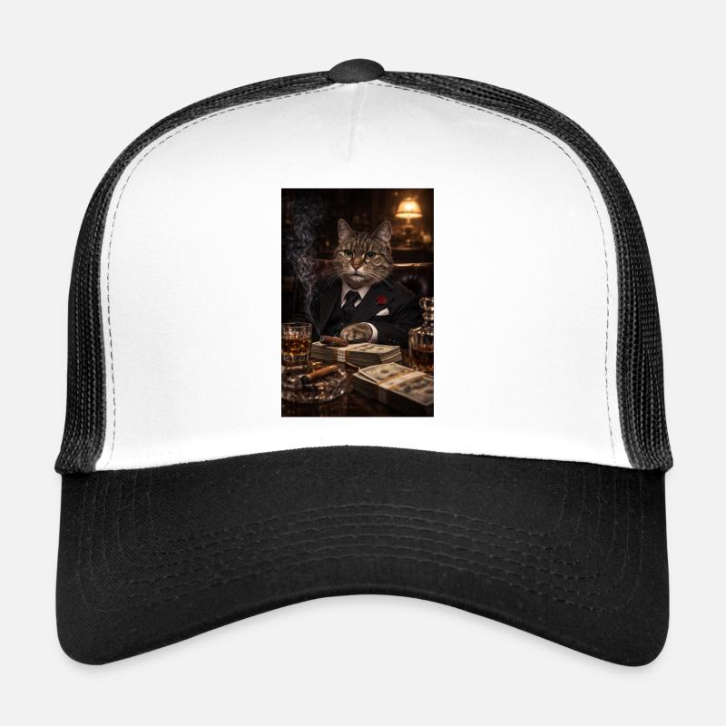 Financier chat en smoking Casquette trucker 