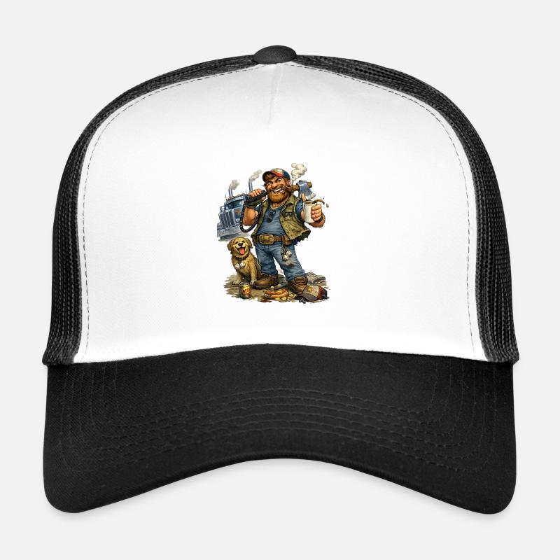 Vie de routier Pause café Chien Casquette trucker 