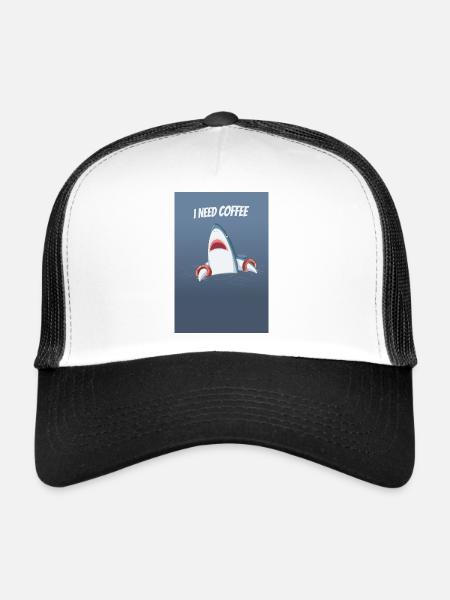 J’ai besoin d’un design de requin drôle au café - Casquette trucker  - blanc/noir - Devant