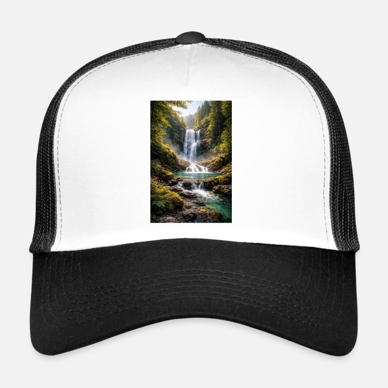 Greenery by the waterfall - Trucker Cap - white/black