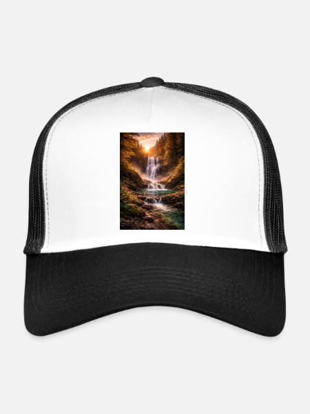 Waterfall in the evening sun - Trucker Cap - white/black