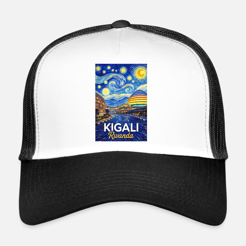 Silhouette étoilée de Kigali au Rwanda Casquette trucker 