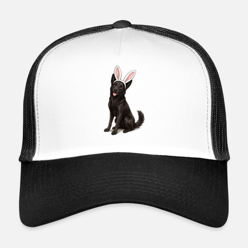 Chien noir aux oreilles de lapin Casquette trucker 