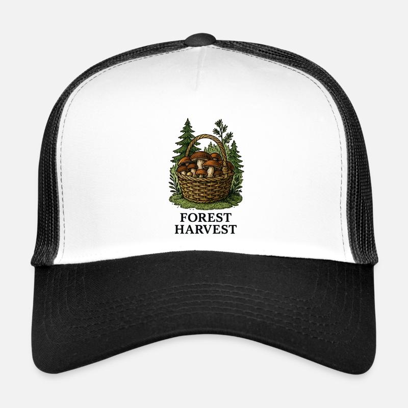 Récolte de paniers de champignons forestiers dans la forêt Casquette trucker 