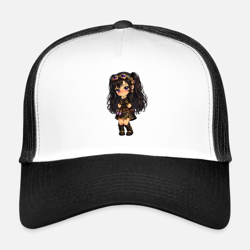 Luna chibi steampunk avec des étincelles violettes Casquette trucker 