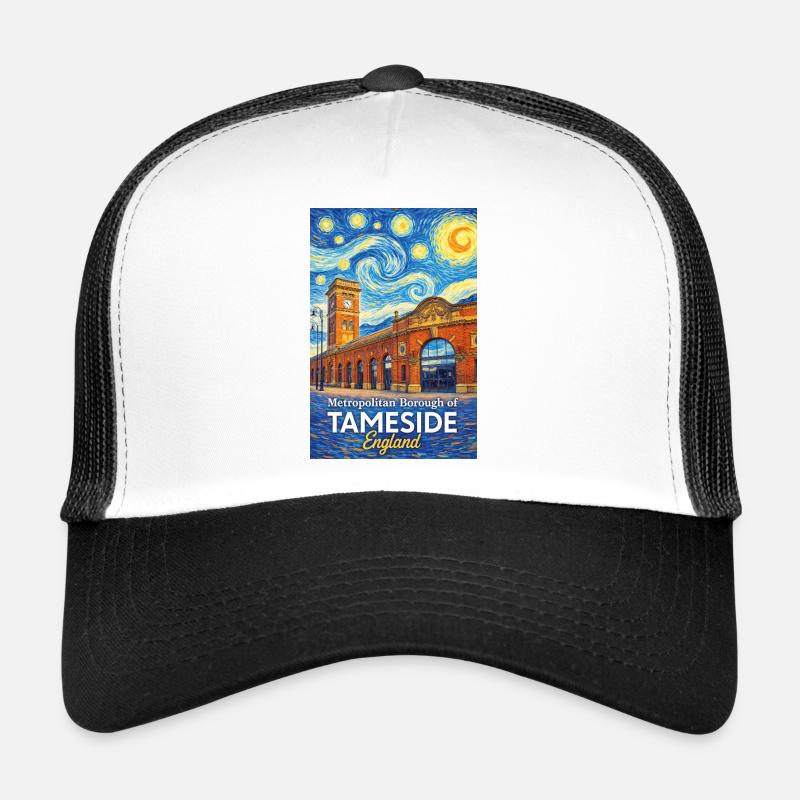Tameside England Cloud swirl and brick Trucker Cap