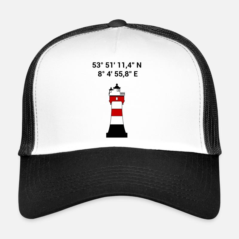 Leuchtturm Roter Sand - Segeln - Skipper - Maritim - Trucker Cap - Weiß/Schwarz