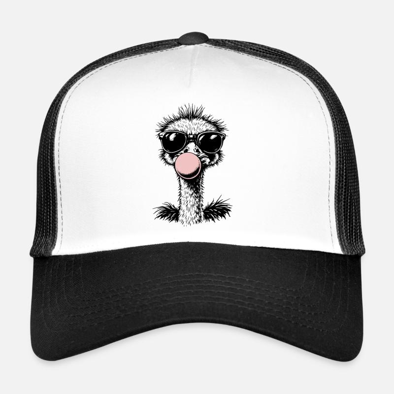 Autruche cool qui souffle du chewing-gum Casquette trucker 