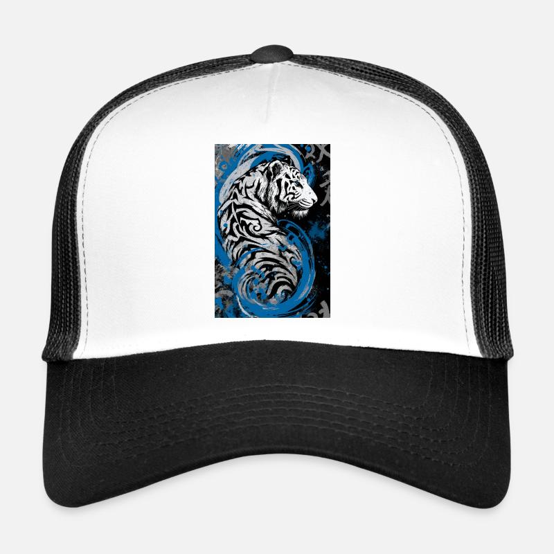 Blue Ebony Tiger with Spirals Trucker Cap