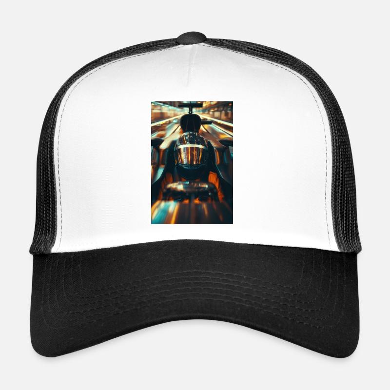 Neon Apex Racer Helmet in Motion Trucker Cap