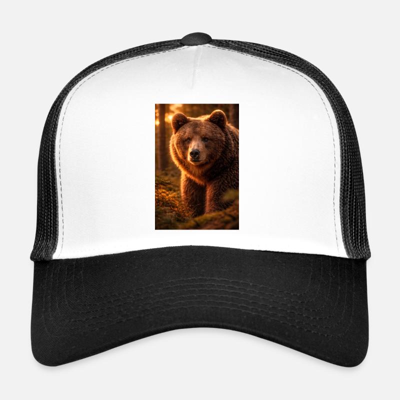 Ours couchant dans la forêt Casquette trucker 