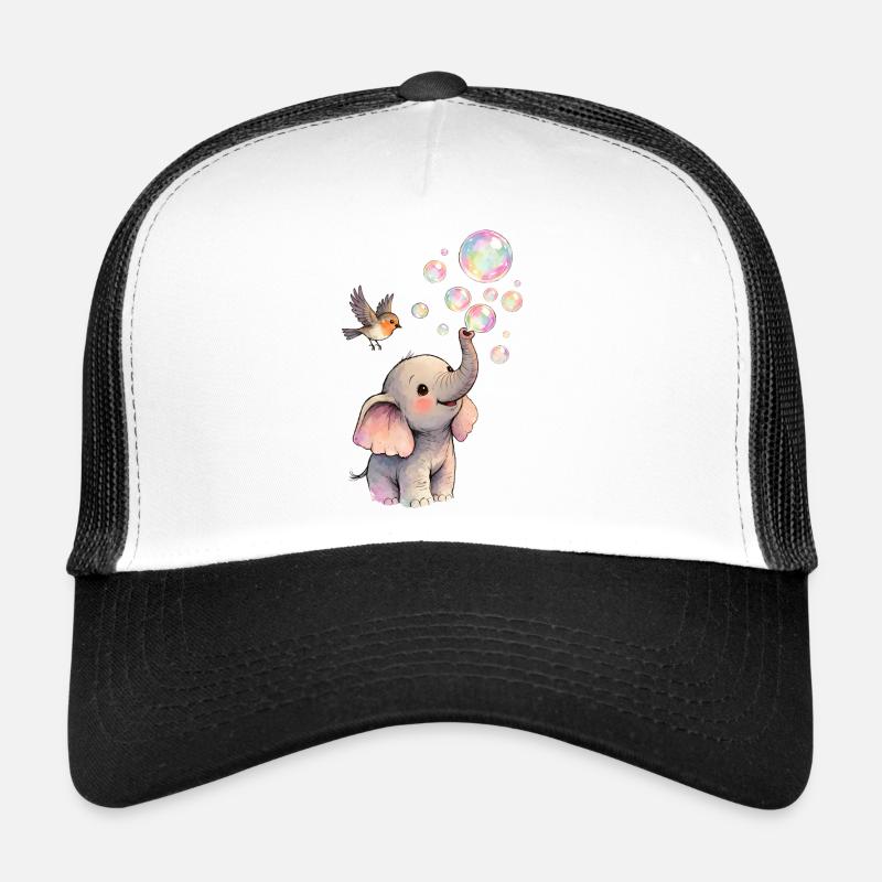 Baby elephant blows bubbles with bird 🐘 🐦 Trucker Cap