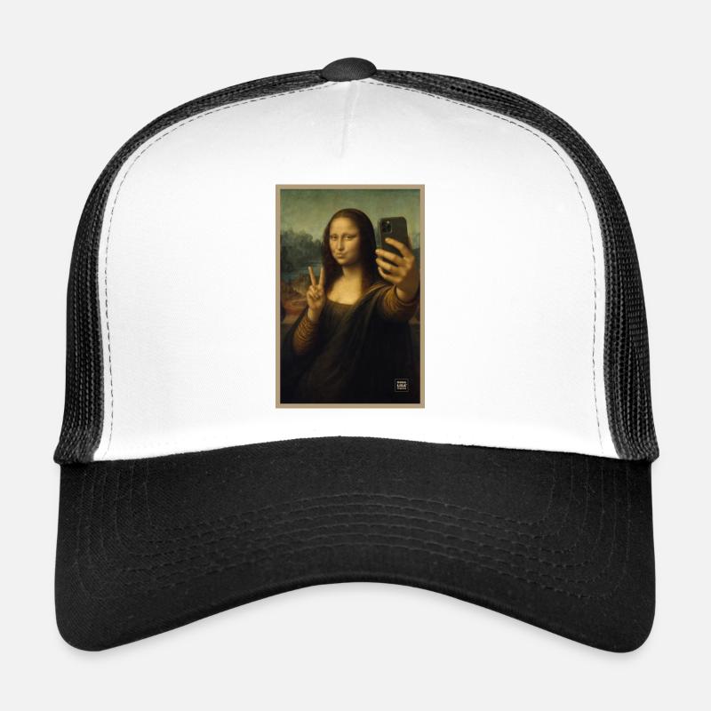 Selfie Mona Lisa Porträt - Trucker Cap - Weiß/Schwarz