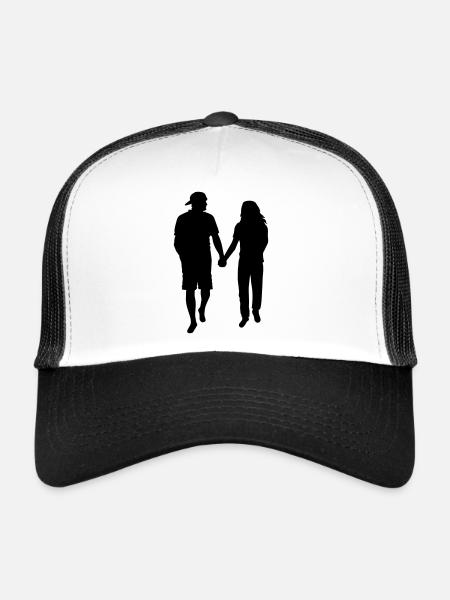 Couple Silhouette Amour Romance Petit ami de la Saint-Valentin - Casquette trucker  - blanc/noir - Devant