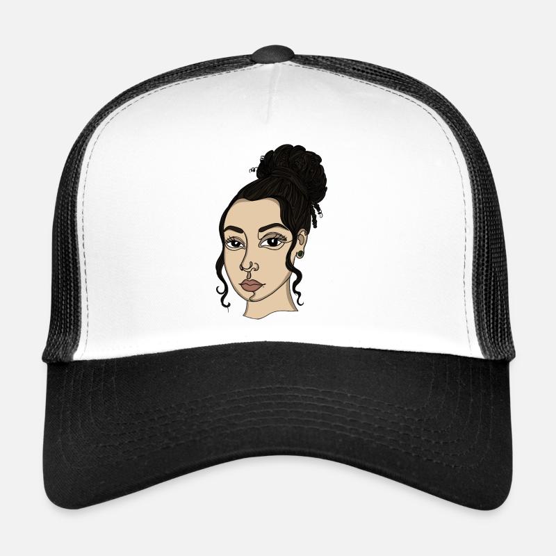 Porträtstil Bun Nasepiercing Trucker Cap