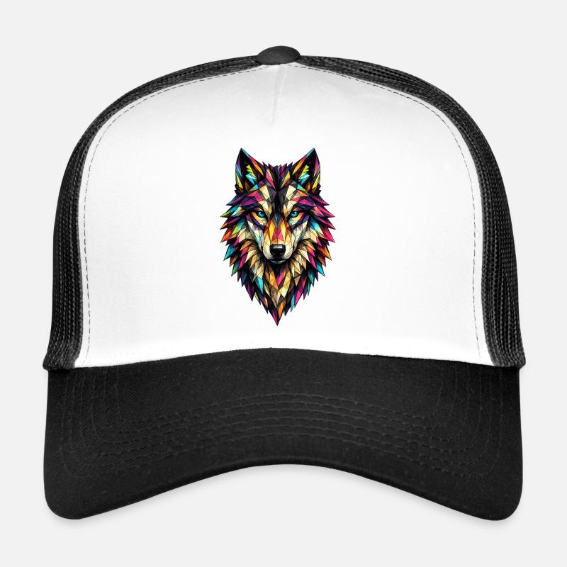 Color Geometric Wolf Trucker Cap